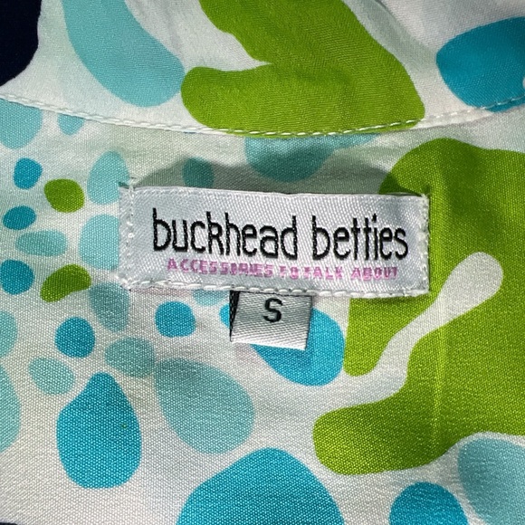 Buckhead Betties NWOT blue and green print oversized tunic.  Size small - Picture 3 of 4